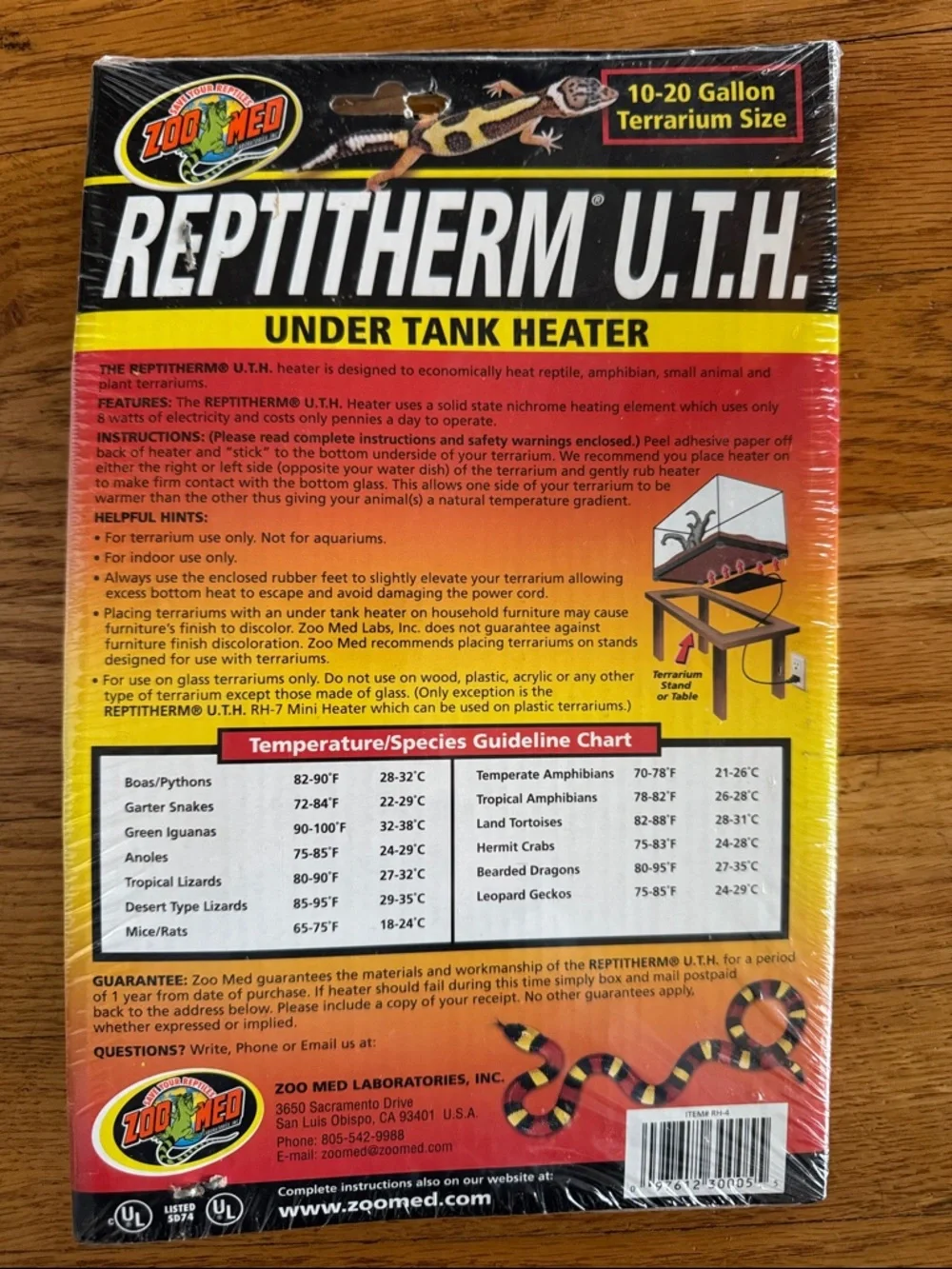 ReptiTherm U.T.H. Under Tank Heater - Black 10-20 Gallon Terrarium Size